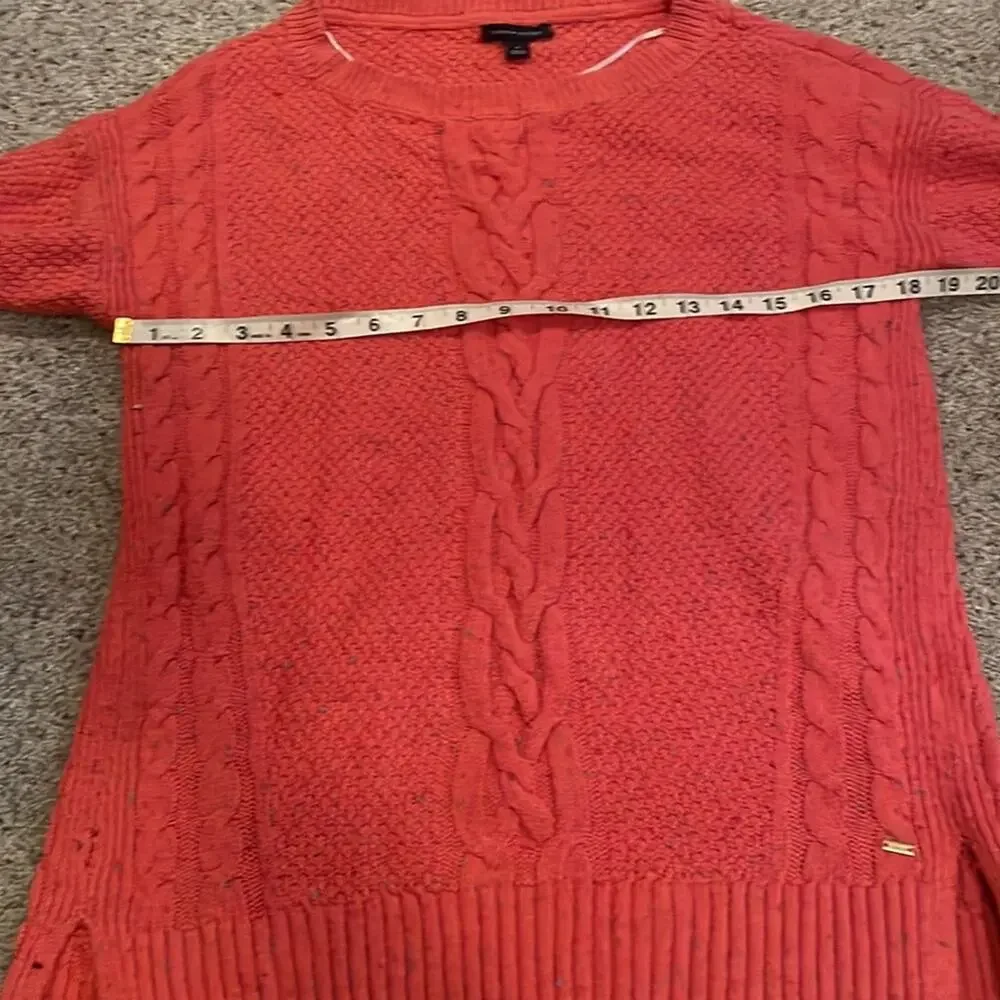 Womens Tommy Hilfiger coral flecked chunky cable knit sweater medium